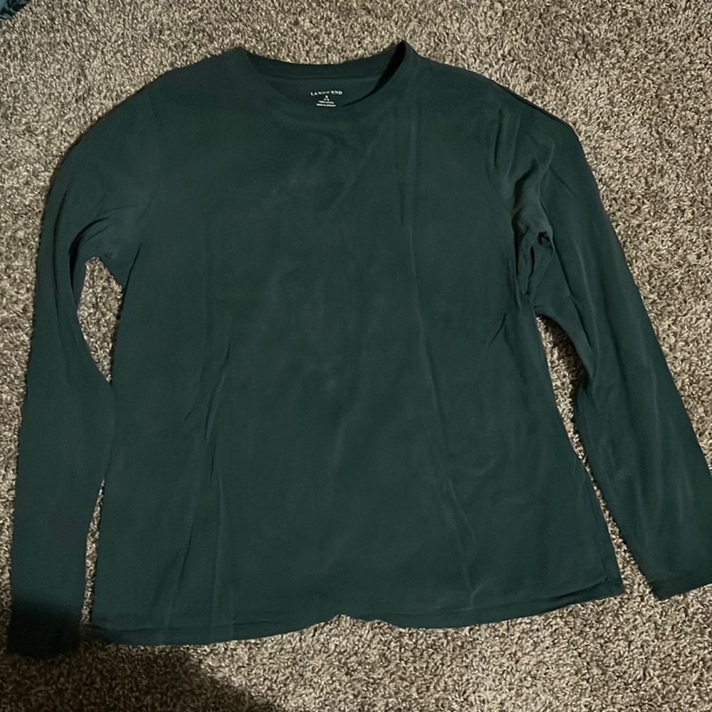 Soft 100% cotton long sleeve dark green Lands’ End shirt